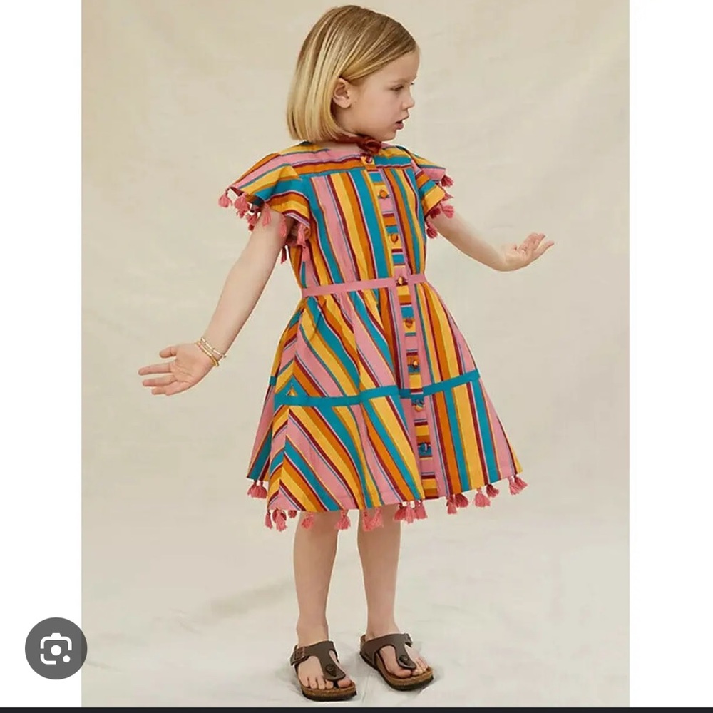 Anthropologie FARM Rio Rainbow Stripe Tassel Dress Kids Girls 2T NWT